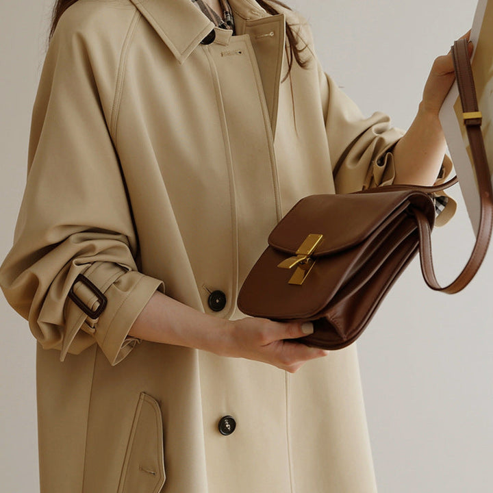 Women Fashionable Trench Coat with Wide Collar