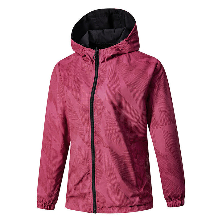 Women Lightweight Technical Hooded Jacket Water-Repellent with Full Zip and Elastic Cuffs