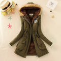 Parka women's with faux fur windproof quilted