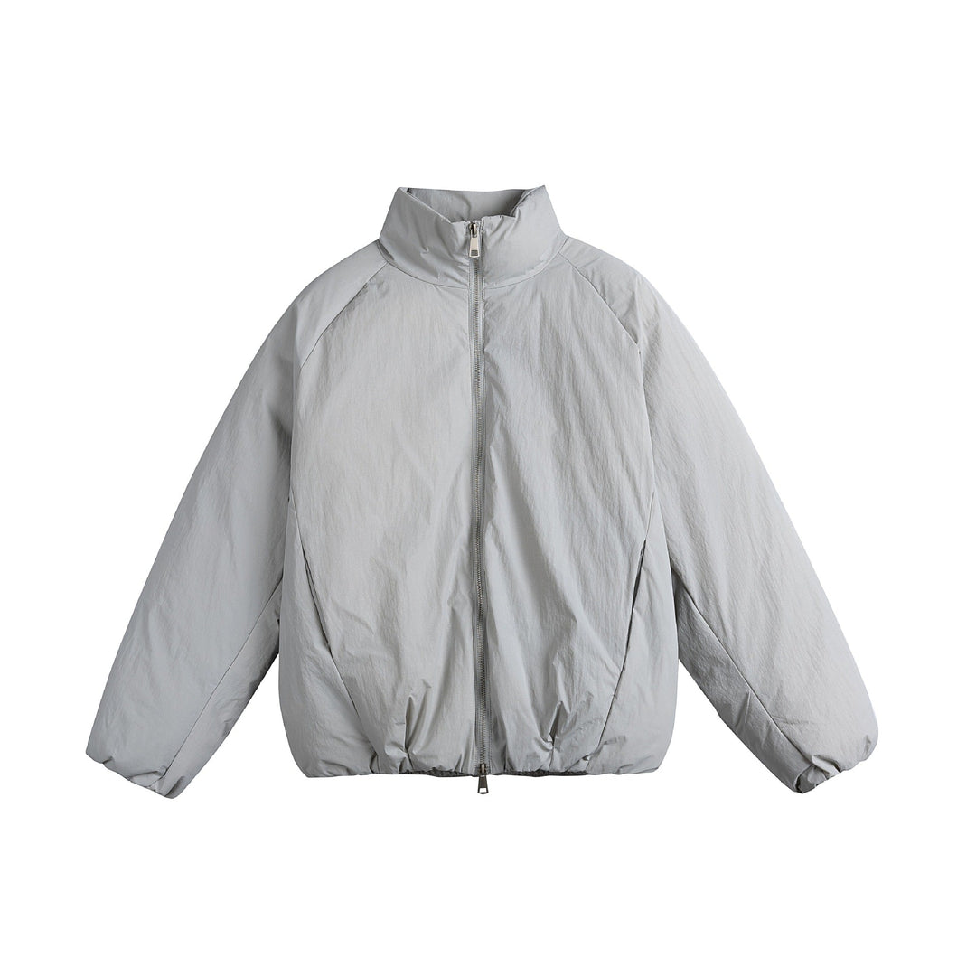 Unisex Oversized Padded Jacket with High Stand-Up Collar and Two-Way Zip