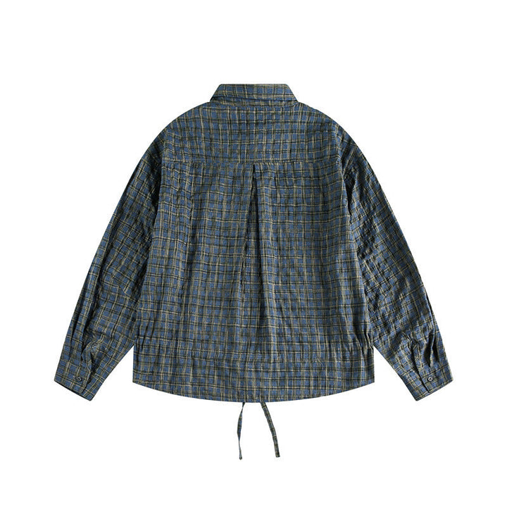 Unisex Checked Overshirt with Drawstring Hem and Concealed Button Placket