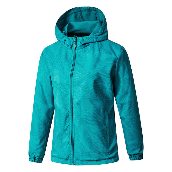 Women Lightweight Technical Hooded Jacket Water-Repellent with Full Zip and Elastic Cuffs