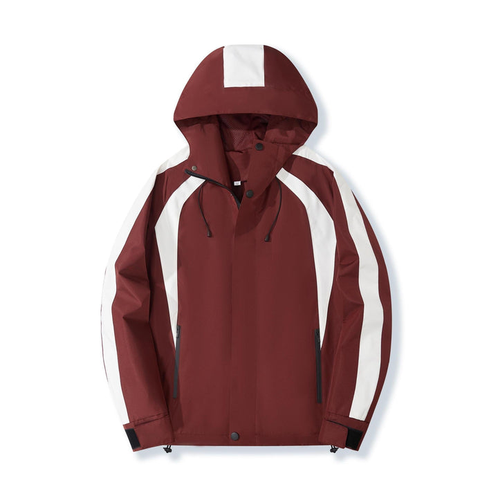 Women Lightweight Hooded Rain Jacket with Contrast Stripes and Mesh Lining