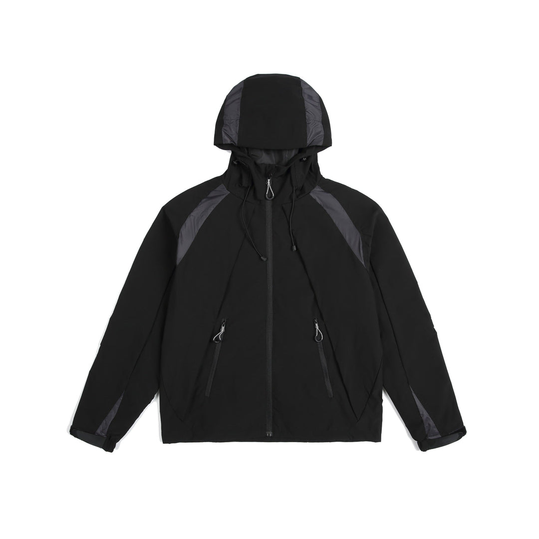 Unisex Lightweight Rain and Softshell Jacket with Hood, Adjustable Hem and Zip Pockets