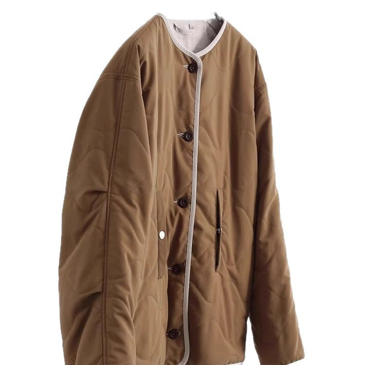 Women Stylish Quilted Jacket with Round Neckline