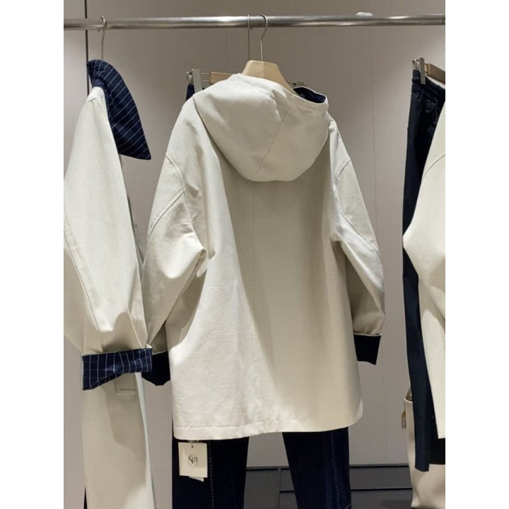 Unisex Oversized utilitarian Trench Coat with contrasted lining and hood