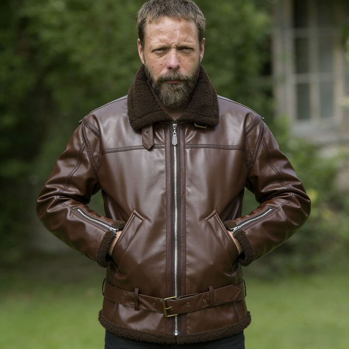 Jacket with leather synthetic men&