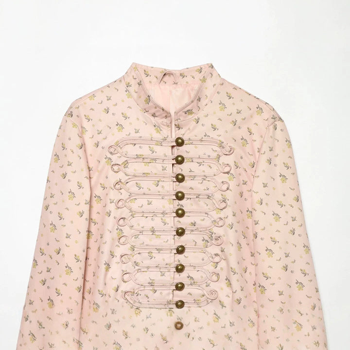 Ladies short jacket with Mandarin collar and decorative toggle fastenings
