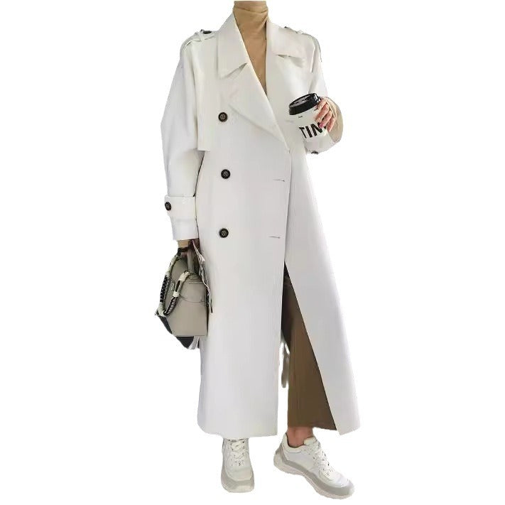 Women Fashionable Faux Leather Trench Coat