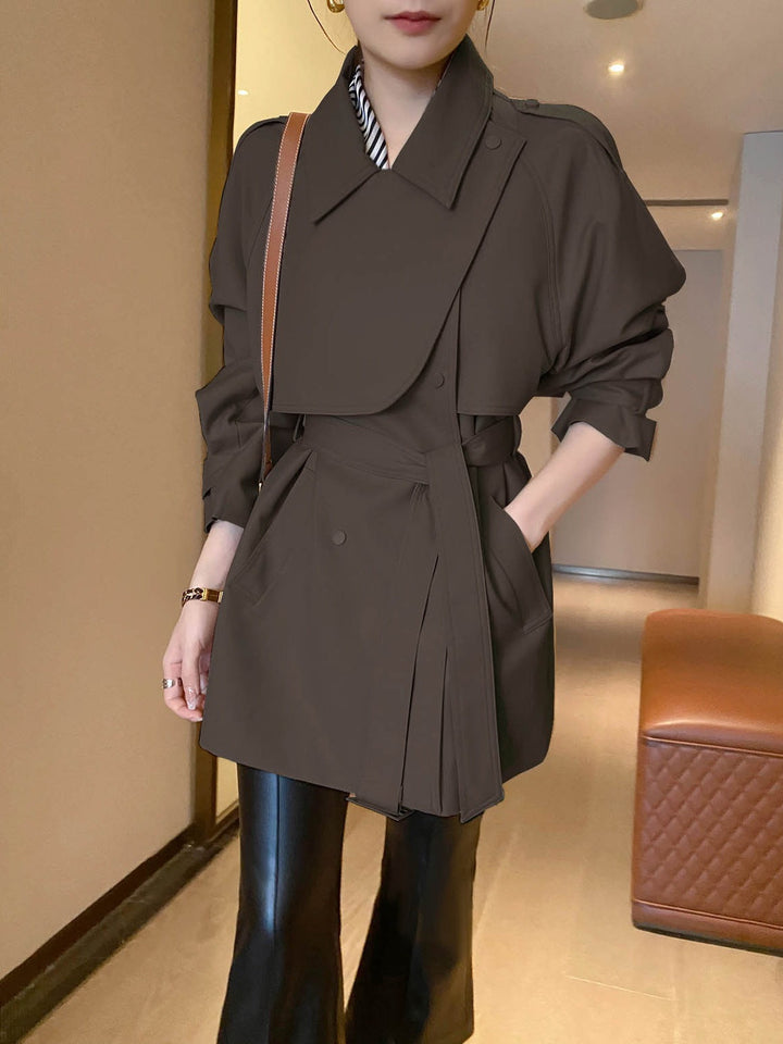 Women Modern Trench Coat with Waist Belt
