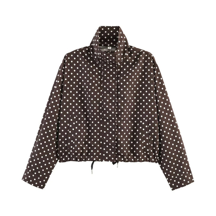 Ladies Short Points Utility Jacket with Stand-Up Collar and Drawstring