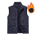 Men's Padded utility gilet with warm fleece lining, windproof & multi-pocket