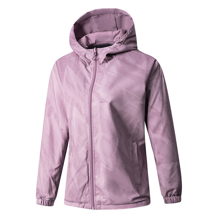 Women Lightweight Technical Hooded Jacket Water-Repellent with Full Zip and Elastic Cuffs