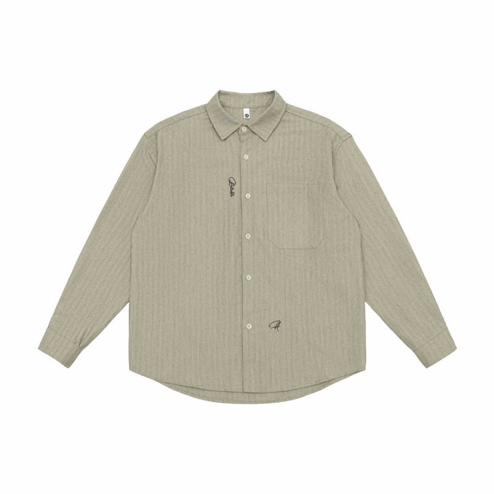 Unisex Oversized Shirt Jacket made of textured linen blend with chest pocket