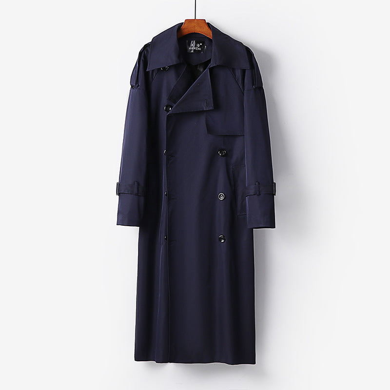 Women Longer Double-breasted Trench Coat with Tie Belt and Epaulettes