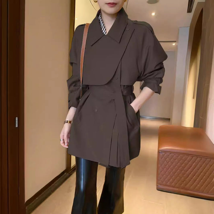 Women Modern Trench Coat with Waist Belt