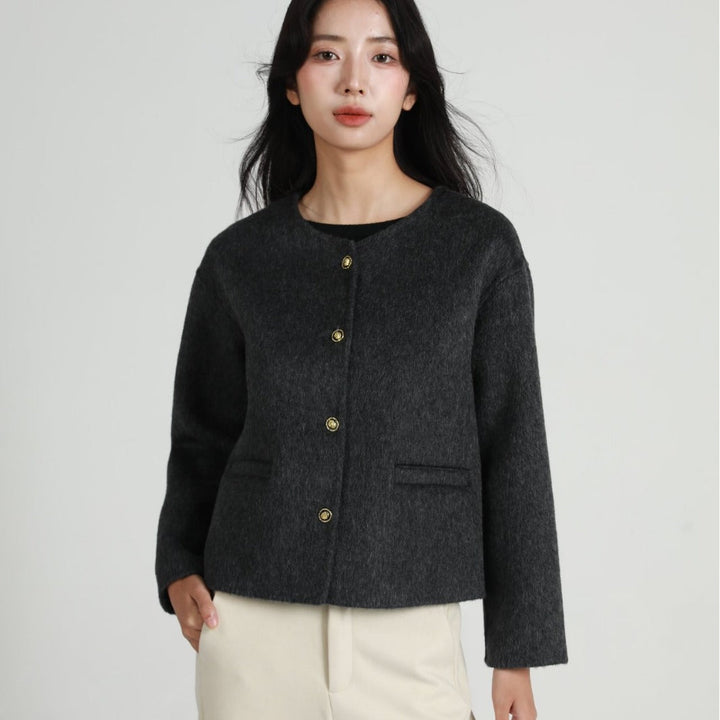 Women’s Fashion Short Jacket with Button Placket