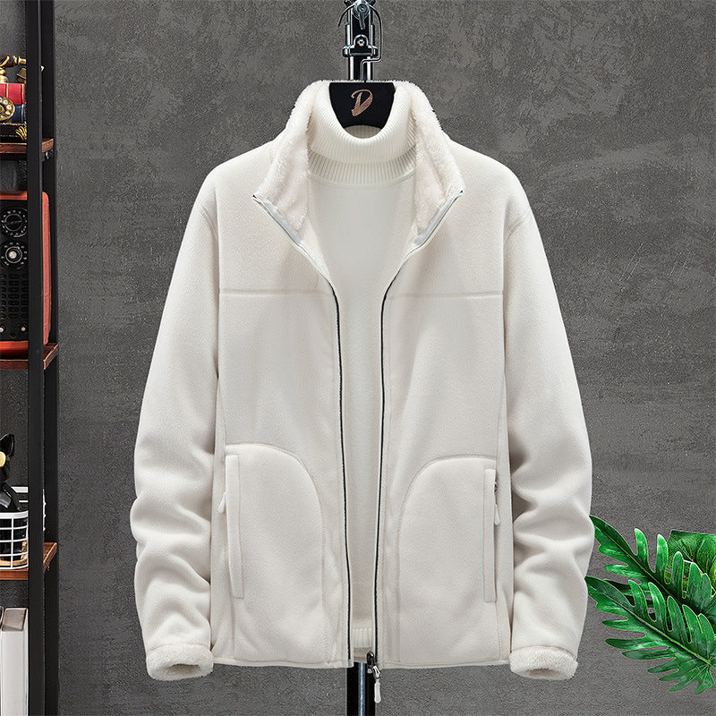 Women Cosy Fleece Jacket with Teddy Lining, Stand Collar and Two Zip Pockets