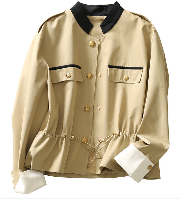 Women’s Stylish Jacket with Stand-Up Collar and Button Placket