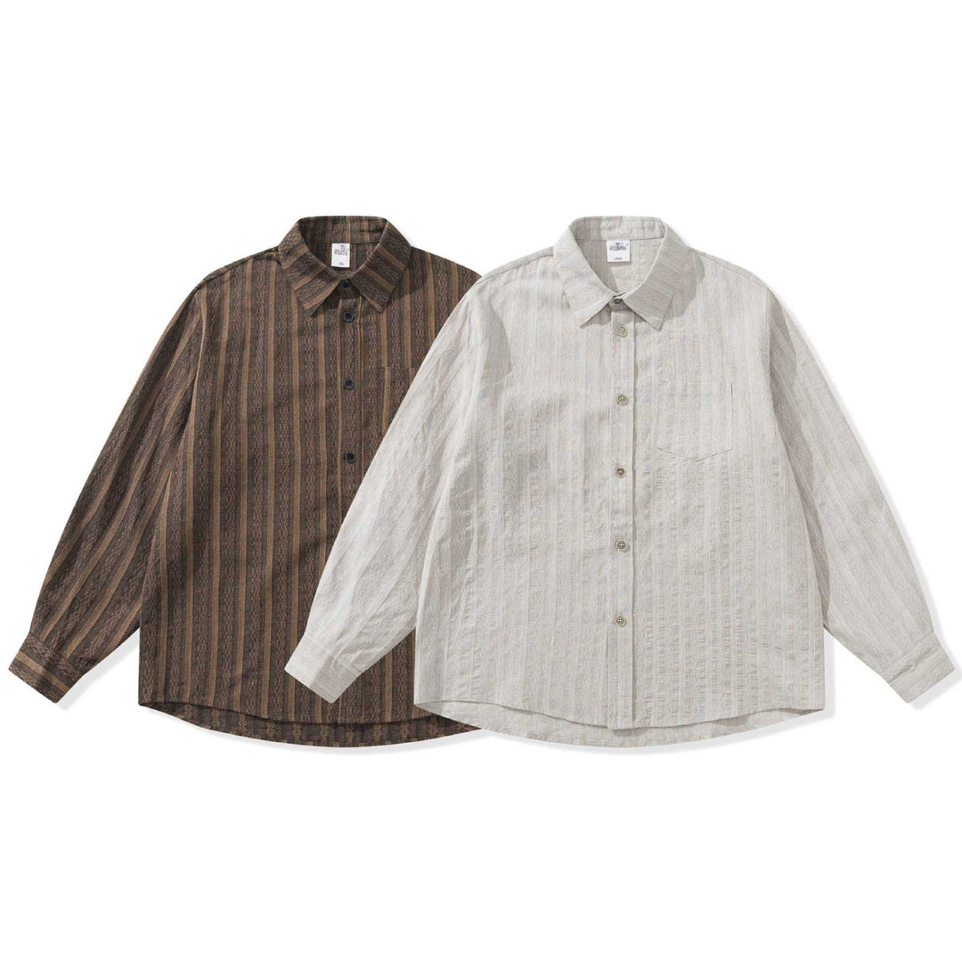 Unisex Loose Overshirt made of linen blend with texture and chest pocket