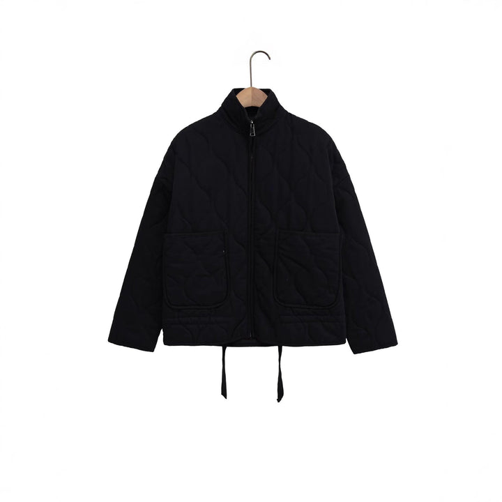 Women’s quilted jacket with stand-up collar, cushion quilting and drawstring