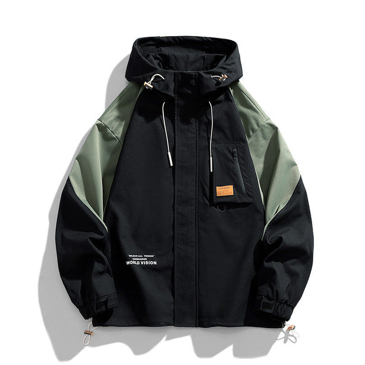 Men Water-resistant Hooded Jacket field in color Utility Design with Pocket on the chest