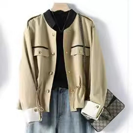 Women’s Stylish Jacket with Stand-Up Collar and Button Placket