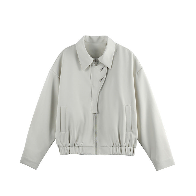 Unisex Lightweight Blouson with Lapel Collar, Hidden Zip and Elastic Hem