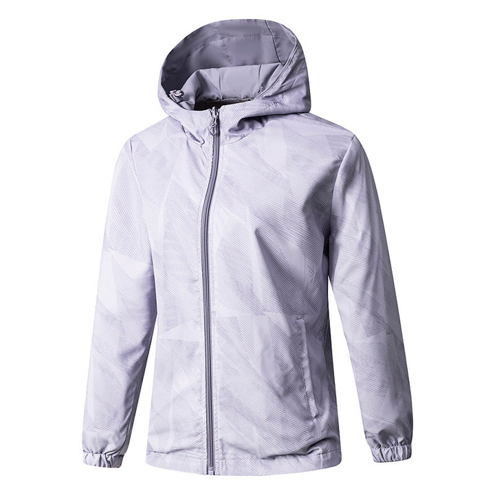 Women Lightweight Technical Hooded Jacket Water-Repellent with Full Zip and Elastic Cuffs