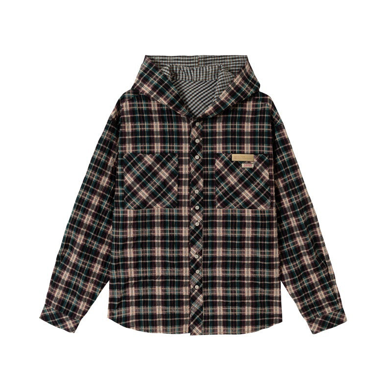 Unisex Oversized Check Flannel Shirt with Chest Pockets