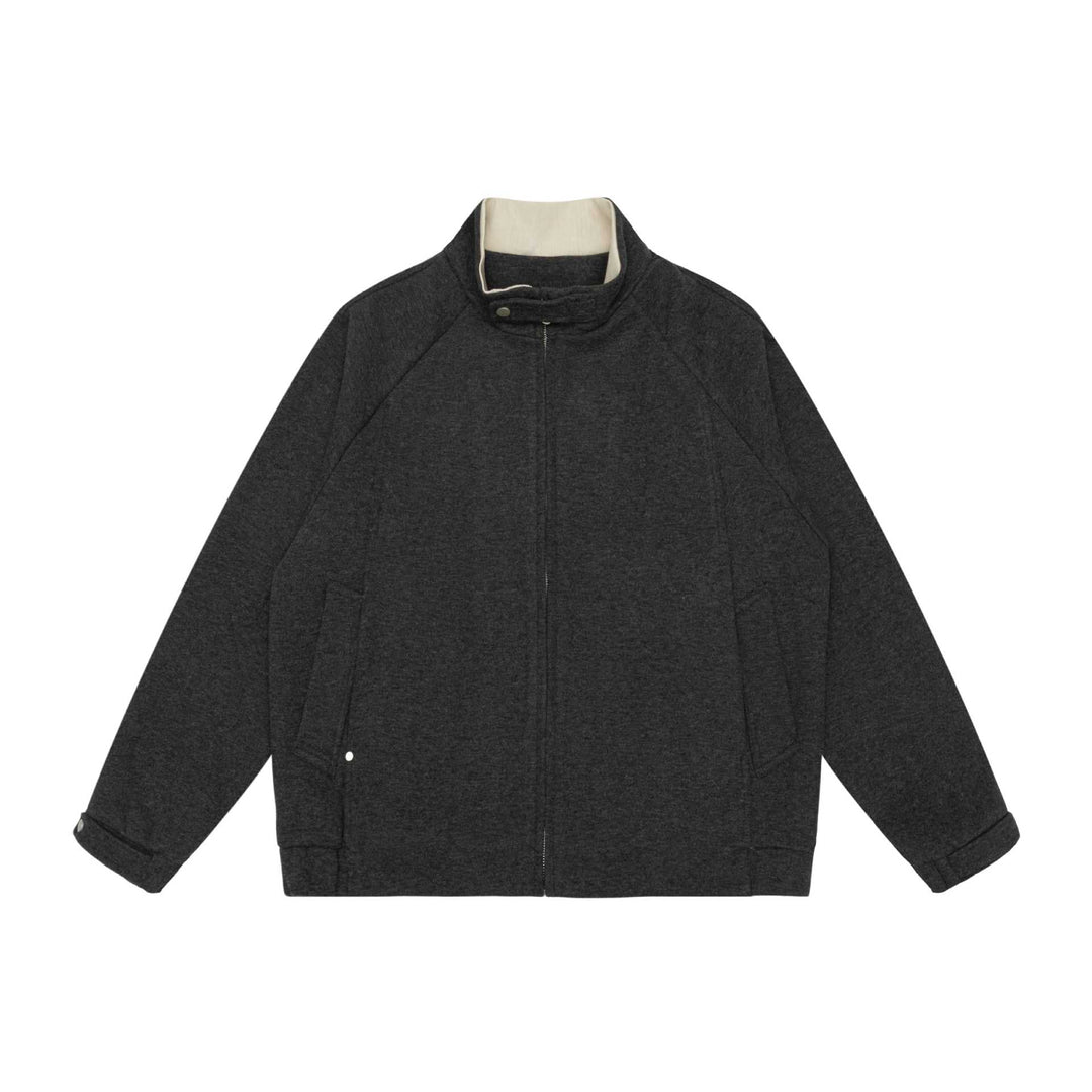 Women Boxy Zip Jacket with high stand-up collar, raglan sleeves and concealed zip