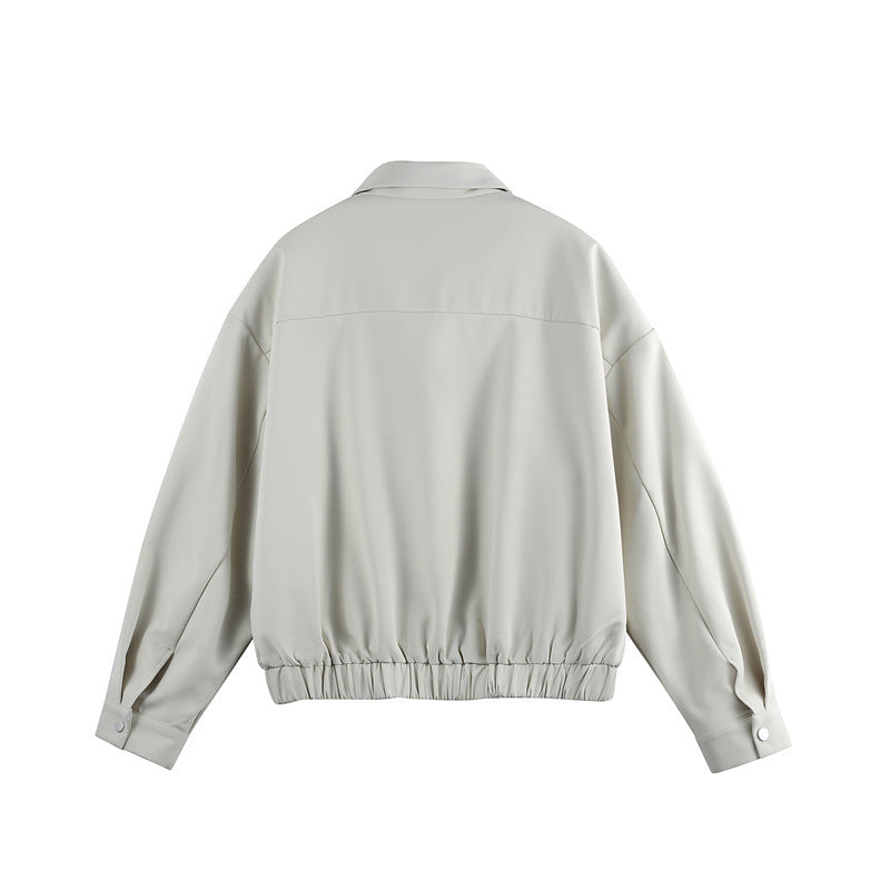 Unisex Lightweight Blouson with Lapel Collar, Hidden Zip and Elastic Hem