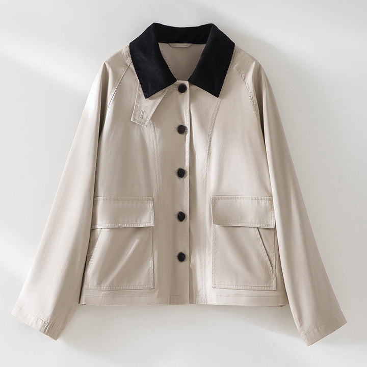 Women’s Short Jacket with Cord Collar and Patch Pockets