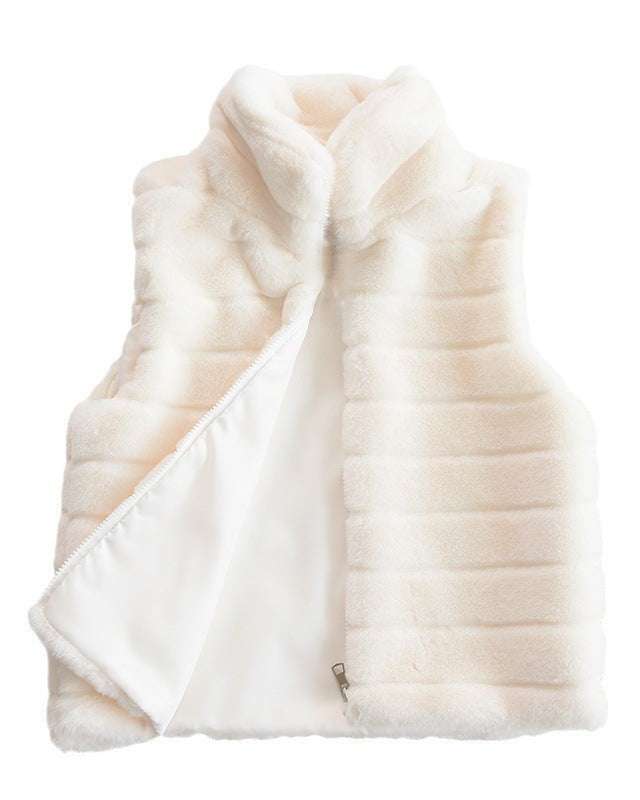 Quilted gilet with faux fur for women