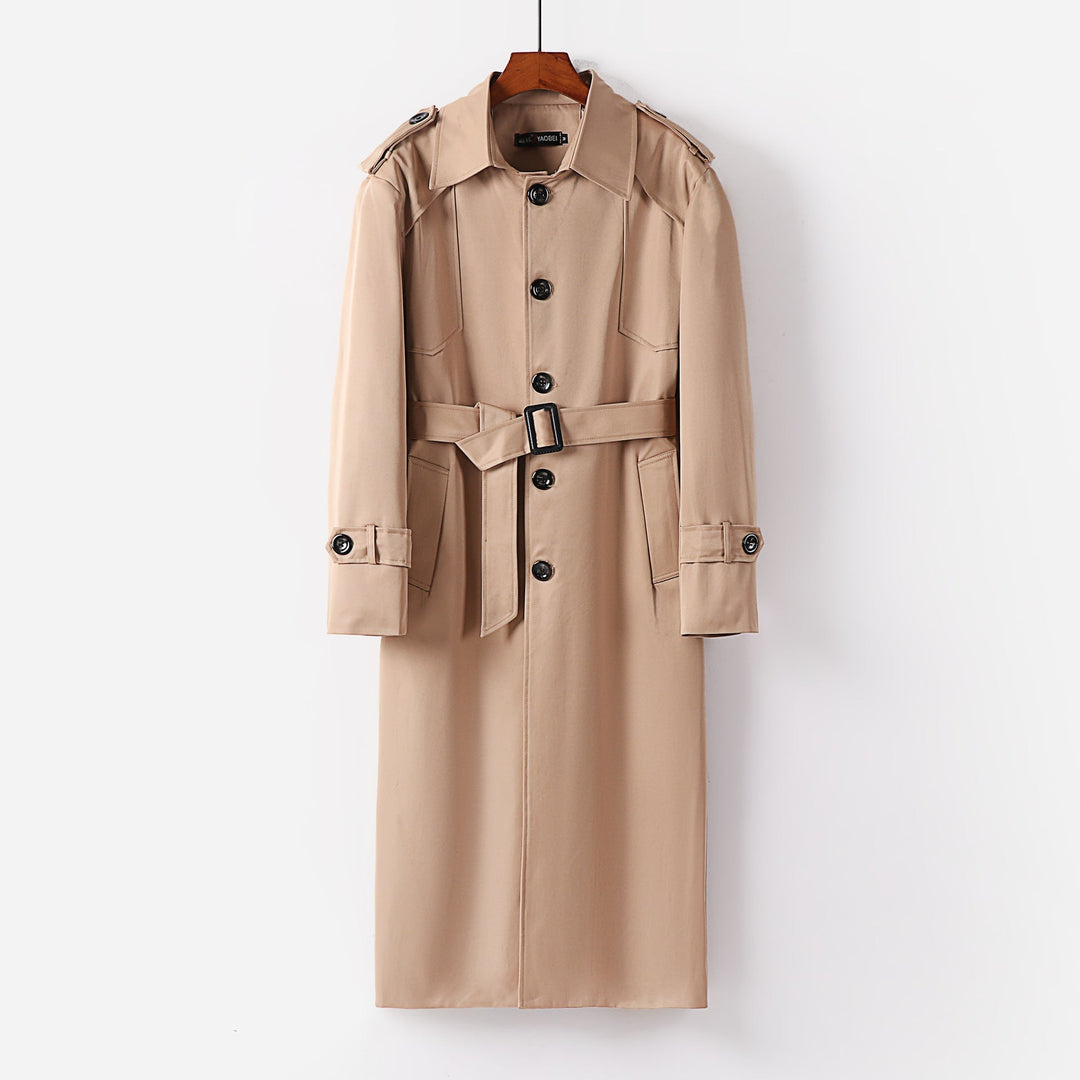 Women Longer Trench Coat in Minimal Style with Shoulder Flaps and Adjustable Cuffs