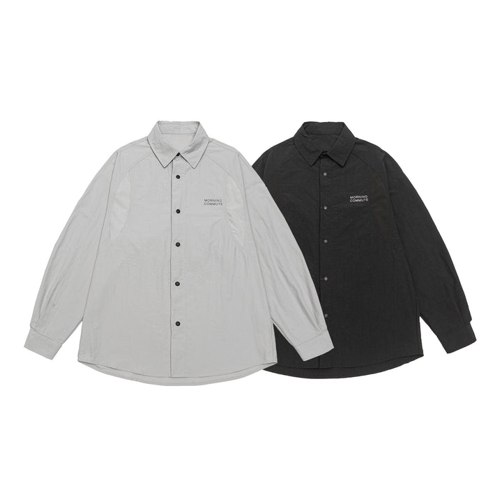 Unisex Light Overshirt in Coach Style with Shirt Collar and Chest Print