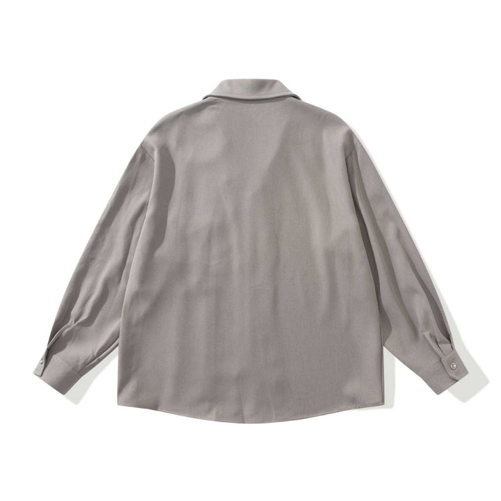 Unisex Oversize Shirt Jacket with Open Notch Collar and Chest Pocket