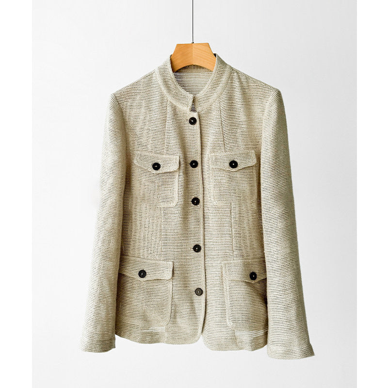 Women’s Fashionable Boucle Jacket with Practical Pockets