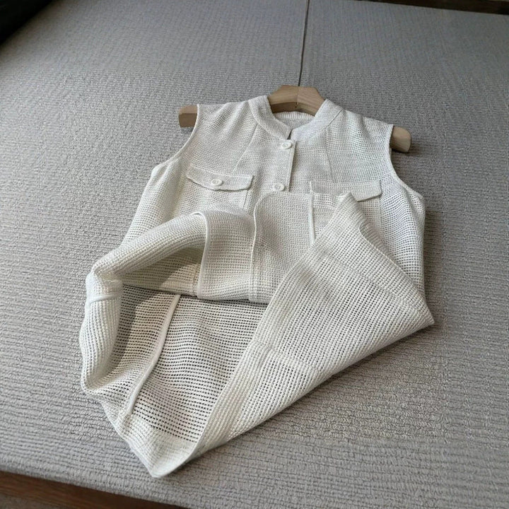 Ladies Fashionable Sleeveless Vest with Pockets