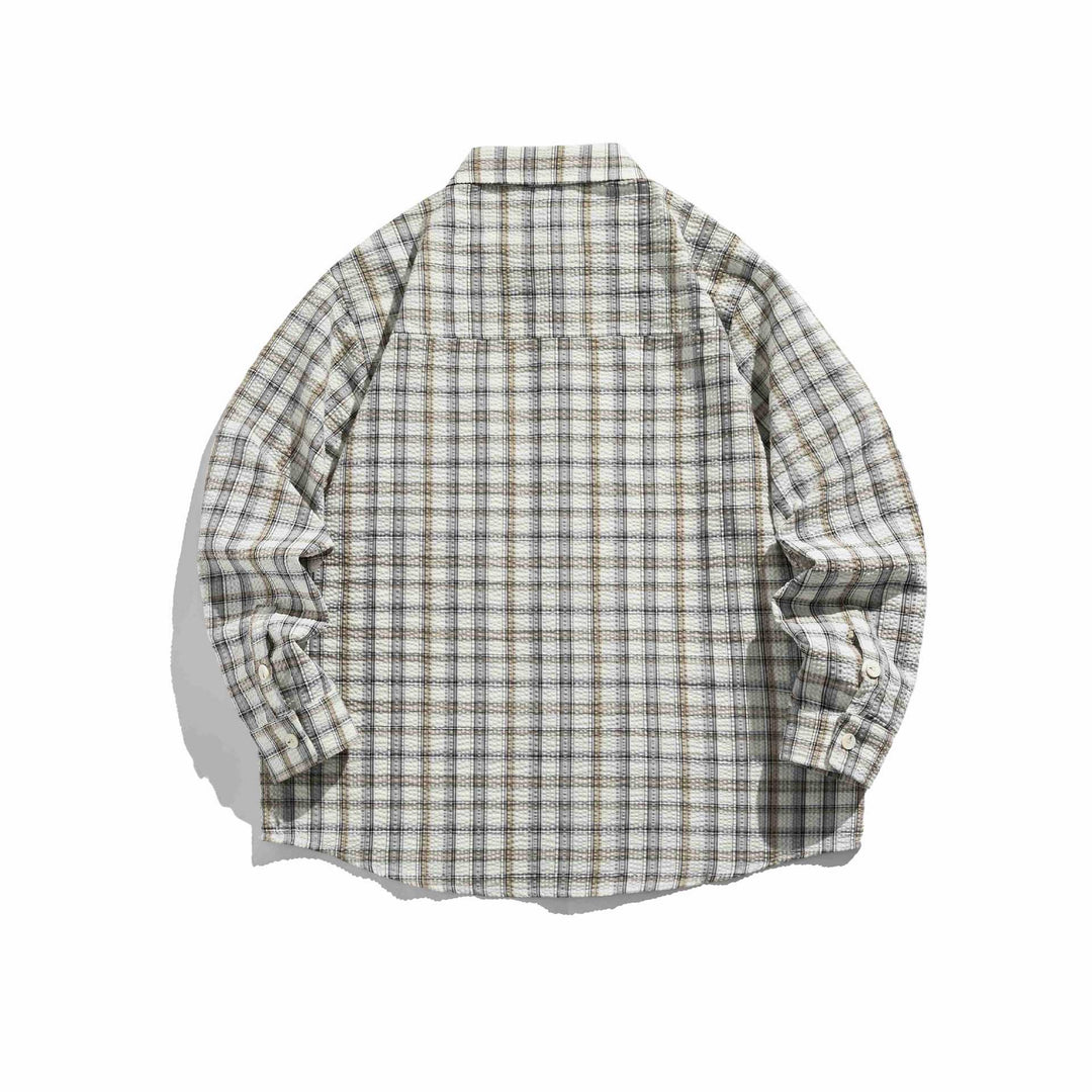 Women Oversized checkered shirt jacket with quilted structure