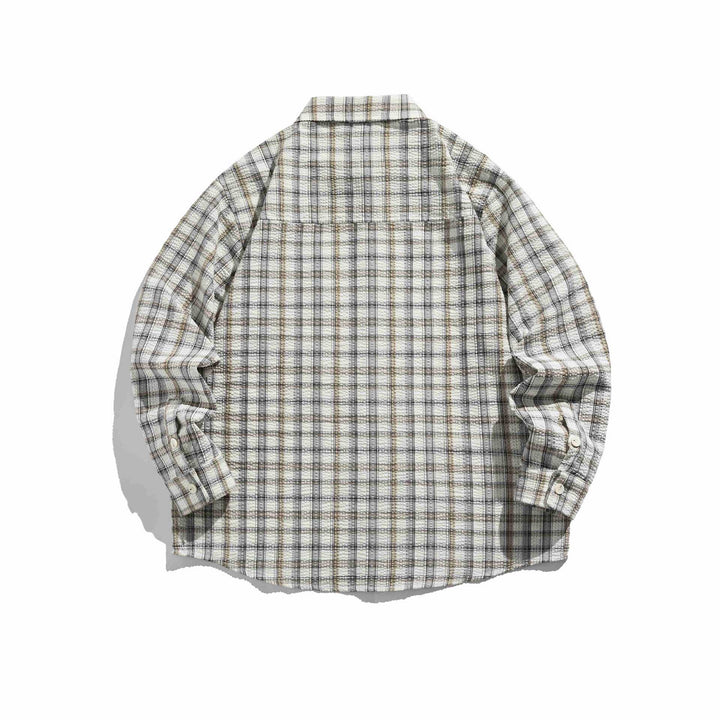 Women Oversized checkered shirt jacket with quilted structure