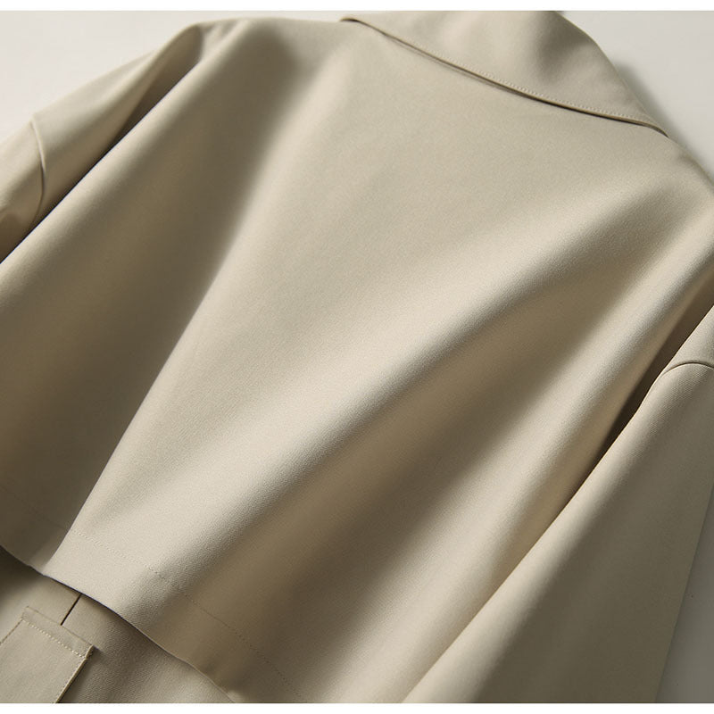 Ladies Water-repellent A-line trench coat with tie belt and concealed button placket