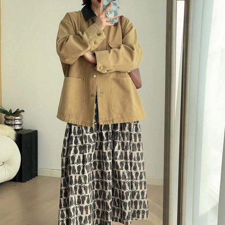 Women’s Stylish Utility Jacket with Check Pattern