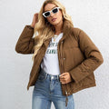 Jacket quilted women's with faux leather windproof lightweight