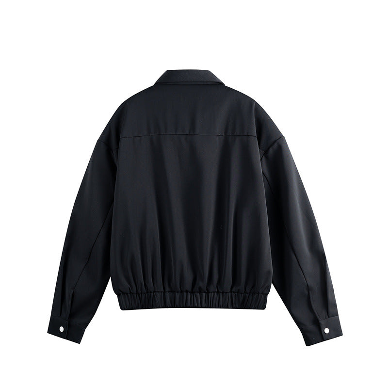 Unisex Lightweight Blouson with Lapel Collar, Hidden Zip and Elastic Hem