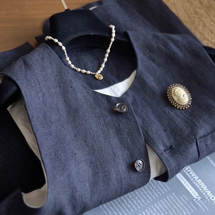 Women Fashionable Linen Vest