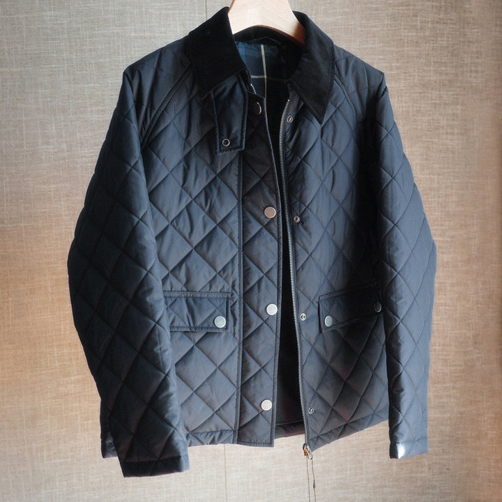 Women Fashionable Quilted Jacket with Collar