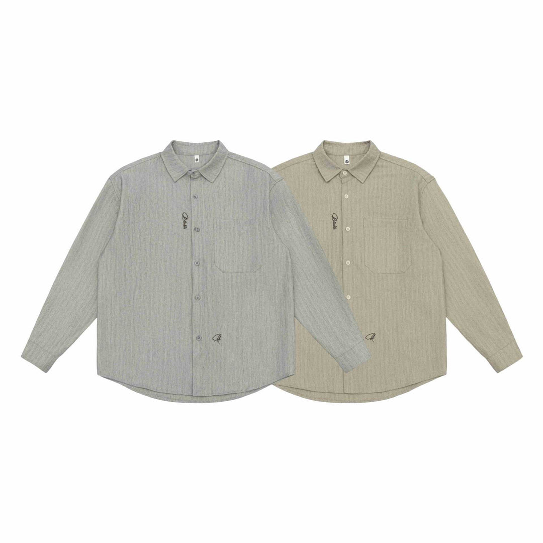 Unisex Oversized Shirt Jacket made of textured linen blend with chest pocket