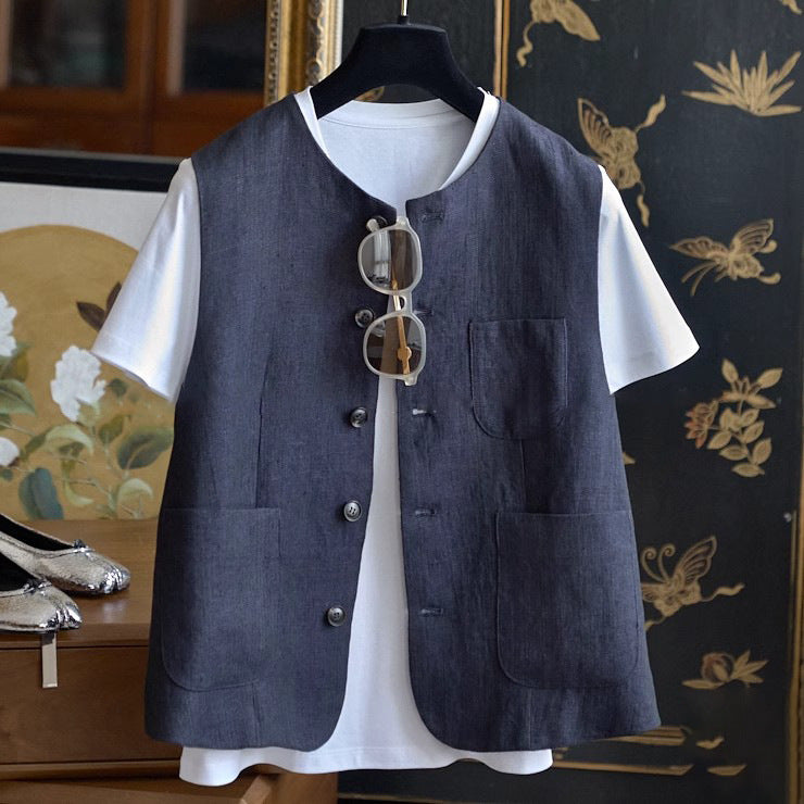 Women Fashionable Linen Vest