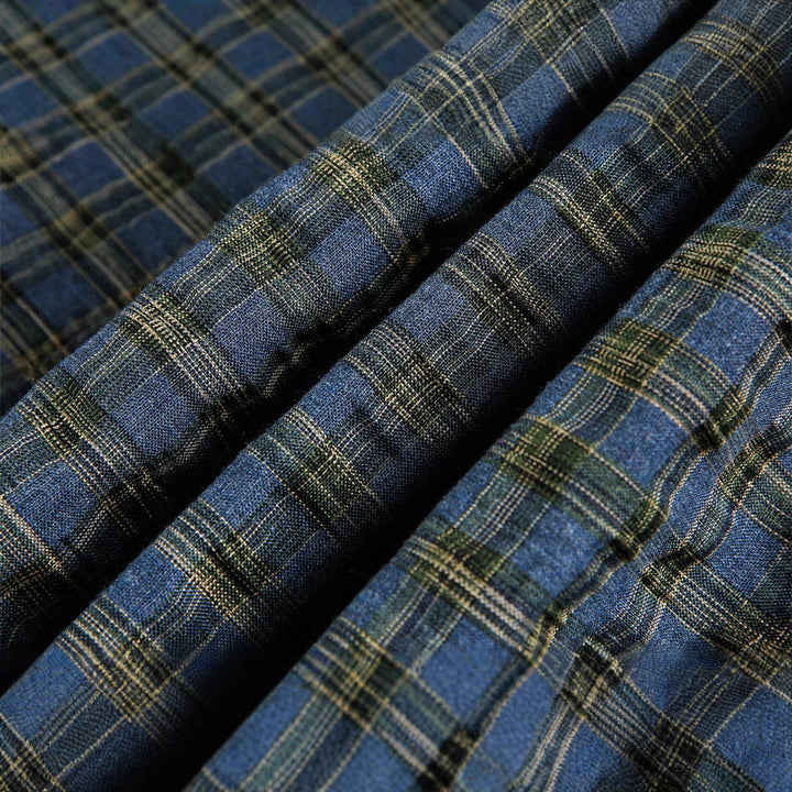 Unisex Checked Overshirt with Drawstring Hem and Concealed Button Placket